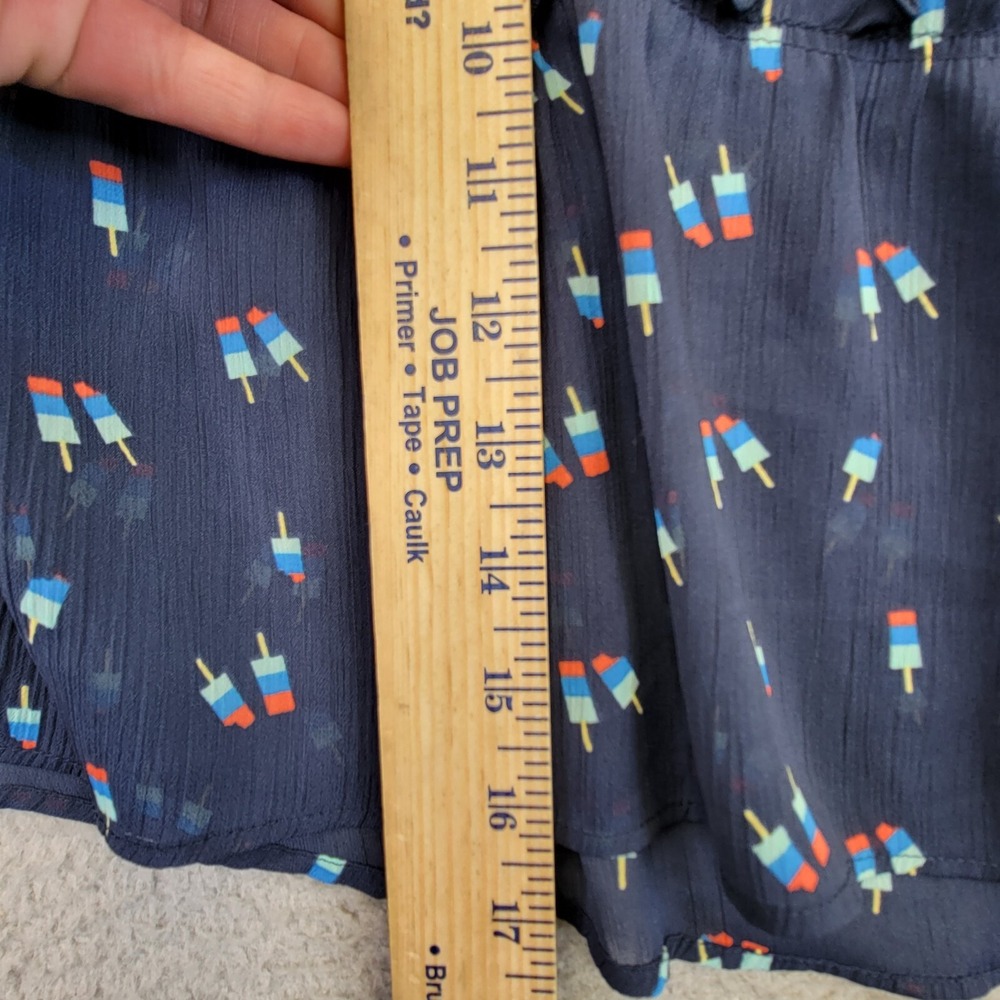 Y2K Hollister Cami Tank‎ Top Women's L Blue Sheer babydoll Novelty Print Shirt - Picture 4 of 14